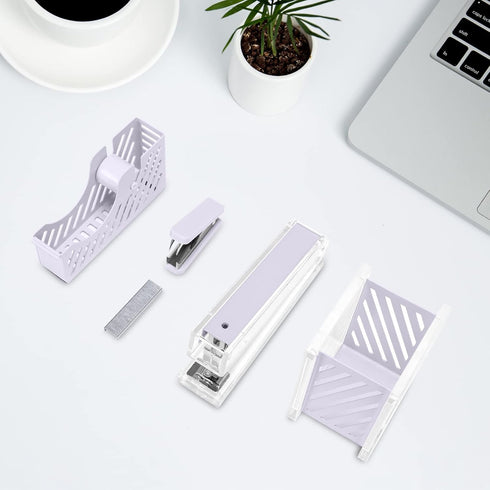 MEGREZ Desktop Staplers Kit, Acrylic Metal Stapler with 1000 PCS Staples, Office Supplies Set in Purple