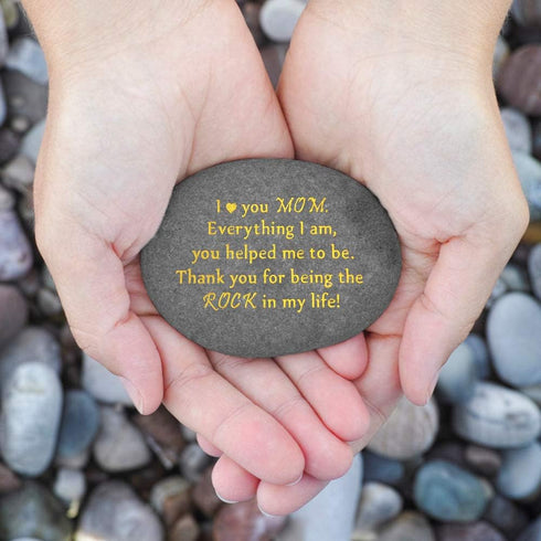 Unique Gift for Mom - Thank You for Being My Rock, Engraved Keepsake Paperweight Stone for Mother