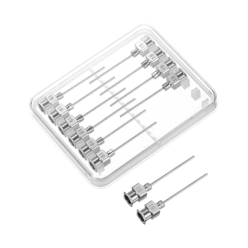 HARFINGTON 12pcs 19Gauge Stainless Steel Dispensing Needles, Blunt Tips Luer Lock for Thick Liquids, Ink, Glue, Lab Use