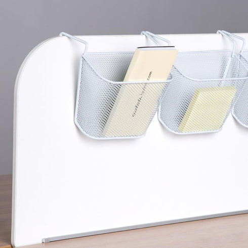VILLCASE Dormitory Bedside Shelf Storage Baskets, Side Desk Organizer, Metal Hanging Desk Mesh Organizer with Hook Rack