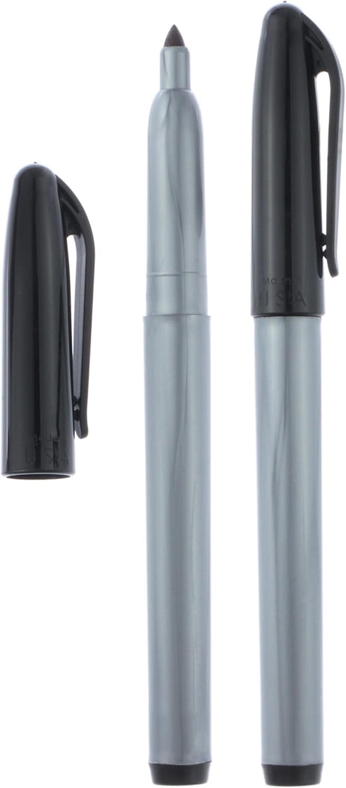 Set of 2 Freezer Black Permanent Markers, Fast Drying Waterproof Chisel Tip Marker for Food Labeling, Fine Point