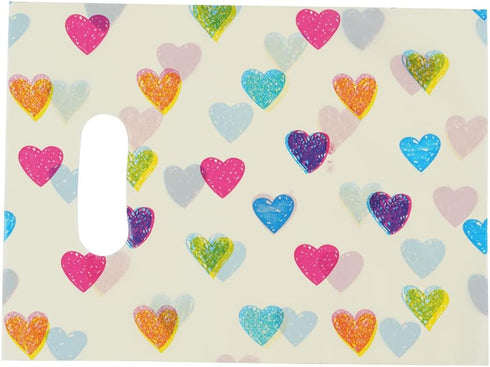 ysmile Small Plastic Shopping Bag with Handle for Small Business Retail, 100 ct 5.9"x7.8" - Love Heart