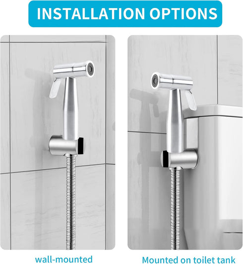 59in G1/2, 55/64", 15/16" Bidet Stainless Steel Hand Shower, Kitchen Bathroom Pet Bathing Shower Head with Hose
