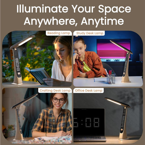 WILIT Rechargeable Lamps Cordless Table Lamp, Foldable Portable Desk Lamp, Battery Operated Lights with Stepless