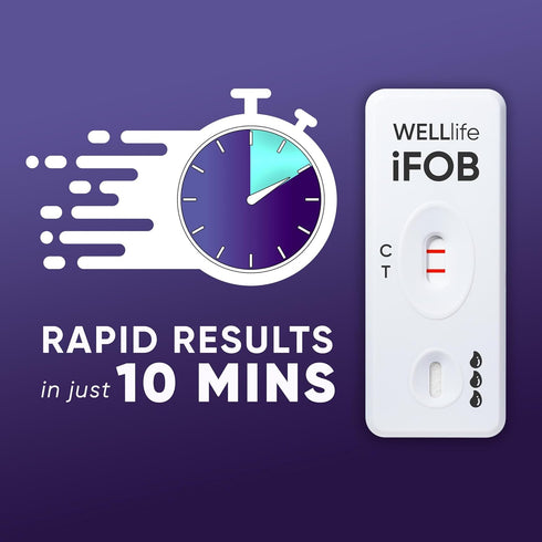 Immunochemical 1 10 WELLlife iFOB Fecal Occult Blood Test, Colon Screening Test Kit Stool Test at Home Easy to Use