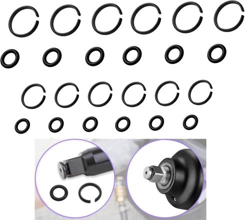 (6+6 Sets) 1/2 & 3/8 Impact Retaining Ring Friction Ring Anvil Clip with O-Ring for Milwaukee