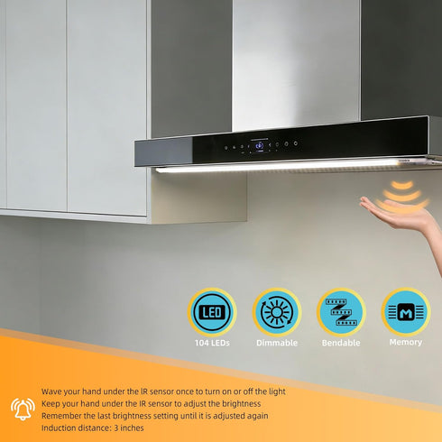 28 Inches 6.6W 4200K 1296lumen Dimmable, Counter Closet, Hand Wave LED Ribbon Lights with Memory, Plug and Play, Under