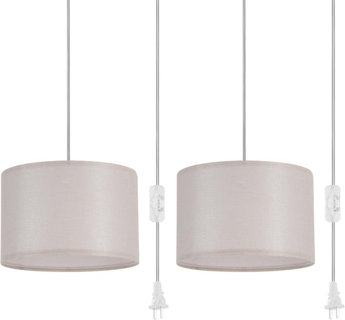 2 Pack Plug in Pendant Light, Hanging Light with 15Ft Clear Cord,