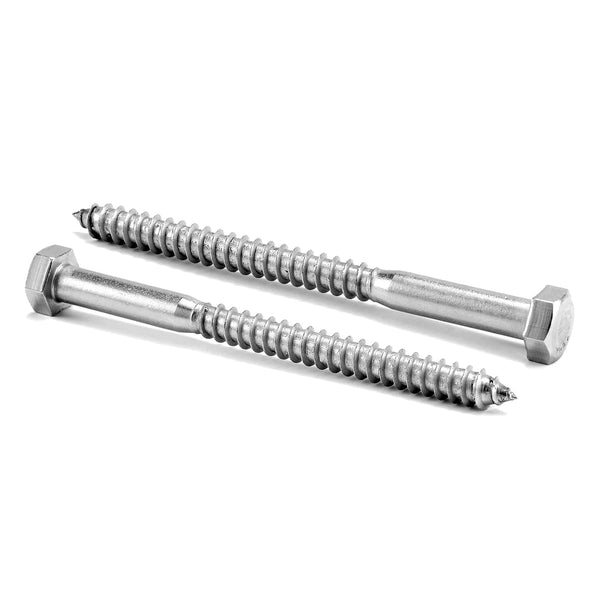 10 Pcs 3/8" x 4" Hex Head Lag Screws Bolts, 304 Stainless Steel 18-8, Partial Thread, Hexagon Head Wood Screws