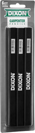 DIXON Industrial Carpenter Pencils, Medium, Black and Silver, 6-Pack