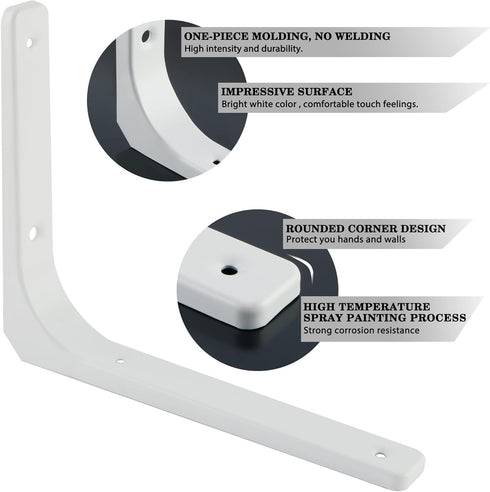 4 4 Inch 2 SAYAYO L Shape Wall Bracket, x Iron Shelf Bracket DIY Floating Shelf Support, PCS Bright White