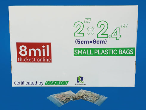Small Mini Plastic Bags for Jewelry, Pill, Snack, Coin, Earring, Small Business, 150PCS Thick Transparent 2"×2.4"