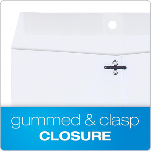 Quality Park 9 x 12 Clasp Envelopes, 28 lb. White Wove, 100/Box, Deeply Gummed Flaps
