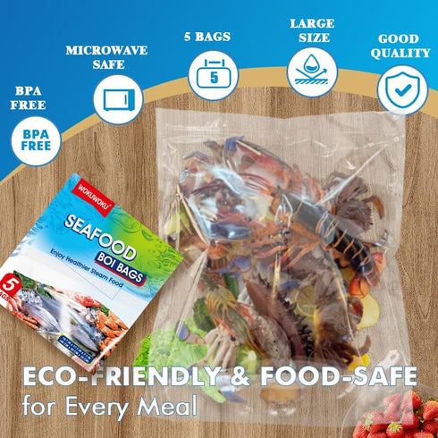 Kiginhans (5, Seafood Boil Bags Large Size Boil Bag for Cooking Seafood, Fish, Crab, Shrimp, and Veggies - Cooking