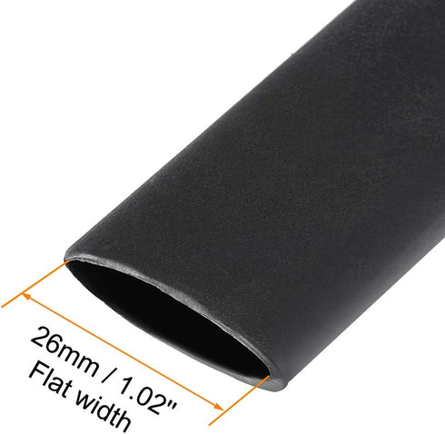 uxcell Heat Shrink Tubing, 5/8"(15.4mm) Dia 26mm Flat Width 3:1 Shrinkable Tube Cable Sleeve 1m - Black