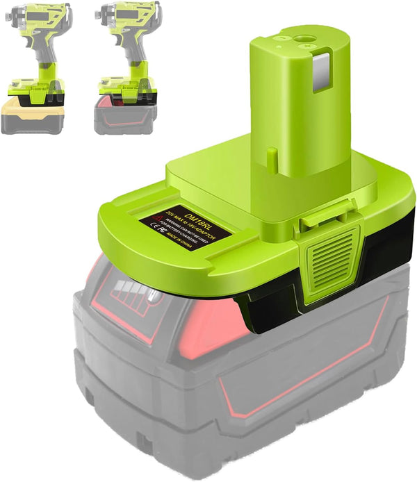 Battery Adapter DM18RL for Ryobi 18V Tools, Converts Dewalt 20V & Milwaukee M18 18V Lithium Battery to Ryobi 18V