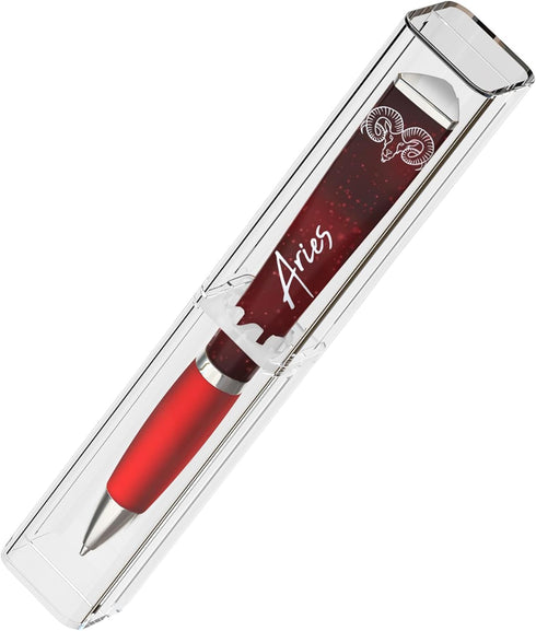 Zodiac Sign Ballpoint Pen (1 Pen, 3-Sided) Constellation Design, Cool Zodiac Gifts Pretty Pens for Women and Men (Aries