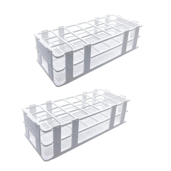 Plastic Test Tube Rack 2 Pack, 21 Holes Lab Holder for 30mm and Below Test Tubes, Detachable