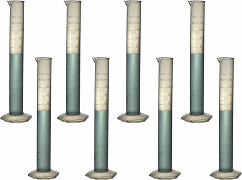 TN Lab 8-Pack Graduated Measuring Cylinder, 100ml Polypropylene
