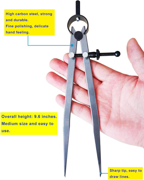 ZLKSKER 8 Inch Adjustable Lockable Steel Wing Divider, Leather Compass for Woodworking & Leather Craft