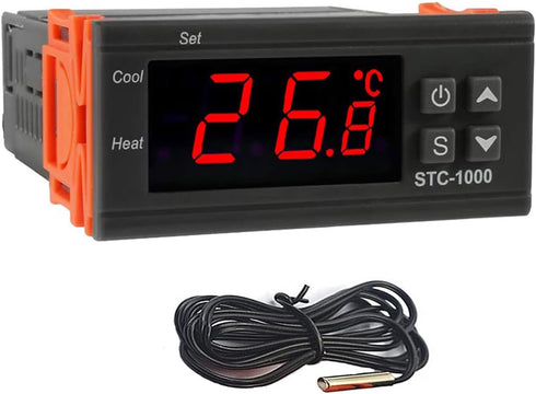 STC-1000 Digital Temperature Controller, AC 10A 110V-220V with NTC Sensor Probe (1 Pack)