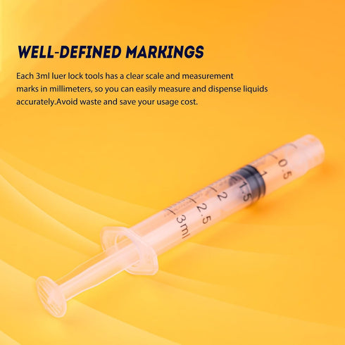 SHAOTONG 3mL Syringe with 23 Gauge 1 Inch Luer Lock Needle, Lab Disposable Sample Syringes, 20 Pack