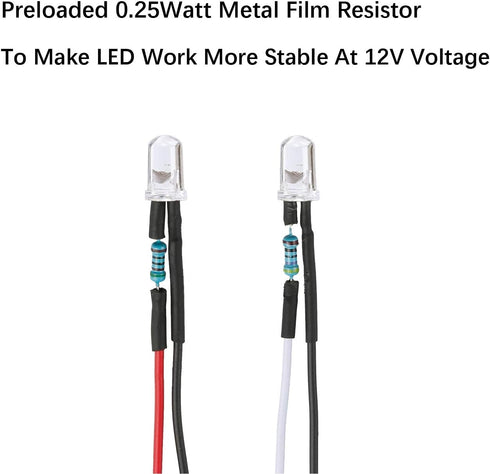 30pcs 12 5mm 7.9 inch 12v Volt White LED Lights Emitting Diodes Pre Wired DC LED Light Clear Lens Small LED Lamps