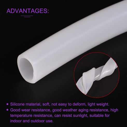 DMiotech 17mm ID 22mm OD Silicone Tube, 2.5mm Thick, 3.3 Feet White Industrial Tubing for Water Pump