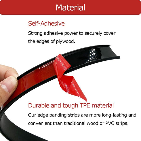 U Shape Plywood Edge Banding, Self-Adhesive Edge Trim for 3/4 inch Edge, Black, 20Ft, Desk Edge Protector
