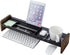 MyGift Premium Dark Gray Acrylic Desk Storage Tray with Rustic Wood Side Panel Legs for Office Supplies