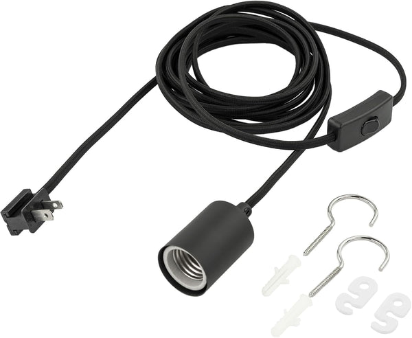 15 Feet Plug in Pendant Light, Pendant Light Cord Kit, Black Hanging