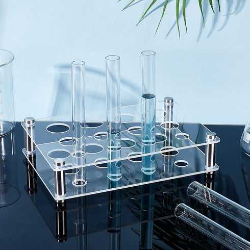 AHANDMAKER Transparent Acrylic Test Tube Rack - 12 Holes Lab Test Tube Holder for 10ml Test Tubes Chemistry Laboratory