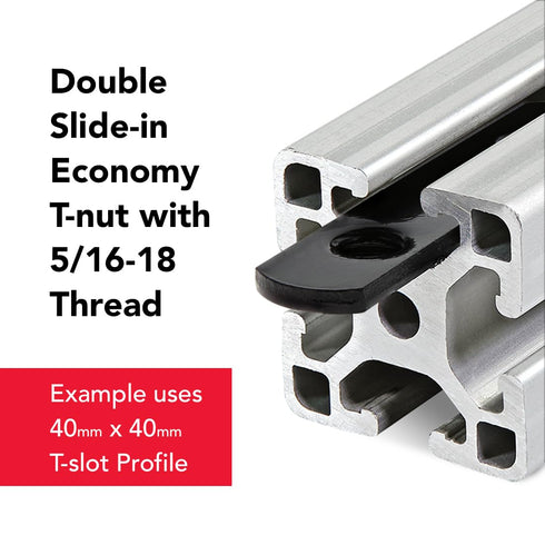 8020, 3279, 15 Series 5/16-18 Double Threaded Slide in Economy T-Nut Steel T-Slot Accessories (25 Pack)