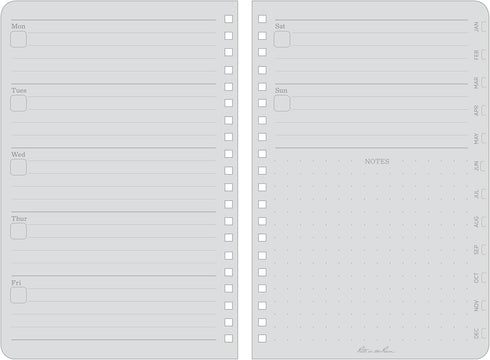 Rite in the Rain All-Weather Weekly Planner, Undated, Side-Spiral 4-5/8" x 7" (No. P52), Black