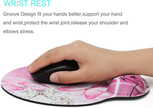 RICHEN Memory Foam Mouse Pad with Wrist Support, Ergonomic Design, Non-Slip Rubber Base for Computer & Laptop