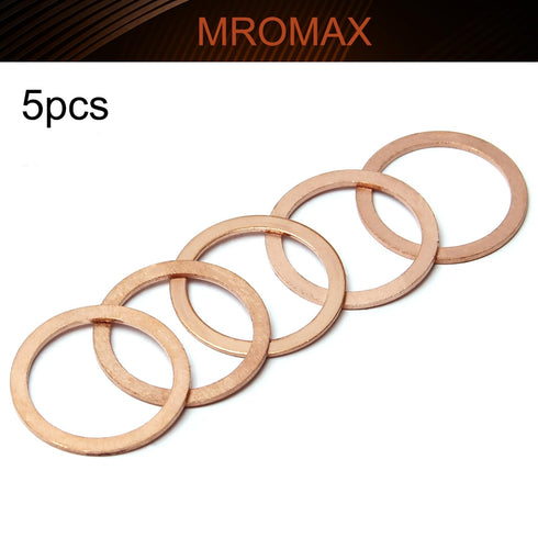 MroMax Copper Flat Washer Sealing Washers-M30 Metric Round Seal Gasket for Electrical Connections, 5Pcs