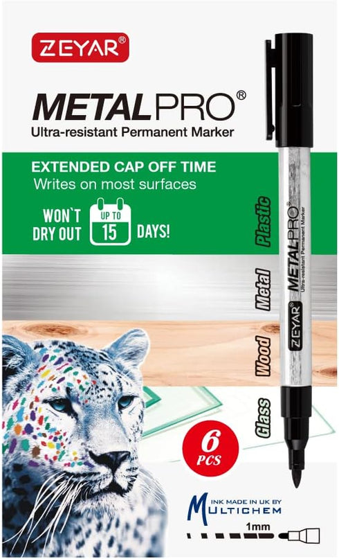 ZEYAR Permanent Marker Pens, Extra Fine Tip (1mm), Waterproof & Smear Proof Ink, Quick Drying, 3 Black, 1 Red, 1 Green,