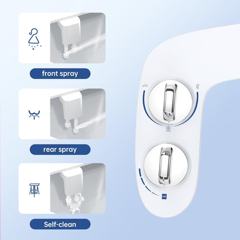 GAOMON Nozzle Bidet Attachment for Toilet Seat, Dual Rear/Feminine Wash, Self Cleaning Sprayer, Non Electric Bidet