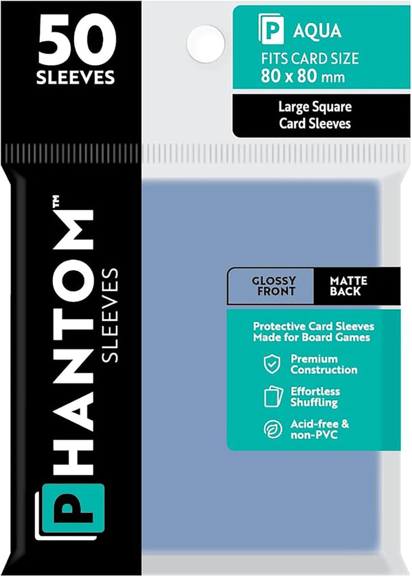 Phantom Sleeves: Aqua Size 80 x 80mm: Glossy Front/Matte Back - 50