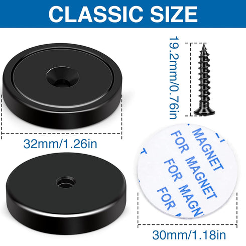 110 lb+ Pack 6 LOVIMAG Magnets with Holes, Waterproof Strong Neodymium Cup Disc Magnets with Screws for Wall Mounting
