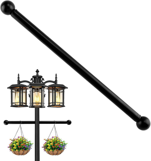 Vorintaga 1 Pack 16 inch Lamp Post Cross Arm Zinc Plating Cross Arm Ladder Rest with Removable Knobs Crosss Arms
