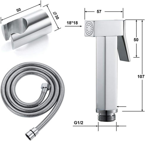 GLYYR Set Bidet Sprayer with Single Cold Water Portable Cloth Diaper Washer Shower Sprayer Wall Mounted Bathroom Shower