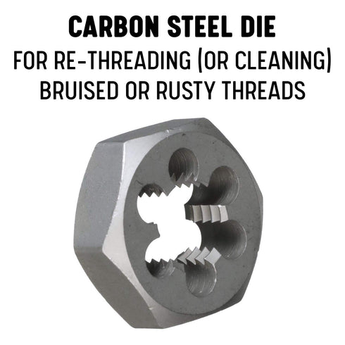 Drill America DWTHX3824LH 3/8"-24 Carbon Steel Left Hand (Reverse) Hex Rethreading Die, DWT Series