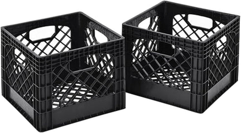 Juggernaut Storage 16 Quart Stackable Black Crate with Handles – Heavy-Duty Plastic, 2 Pack for Home, Office, Garage
