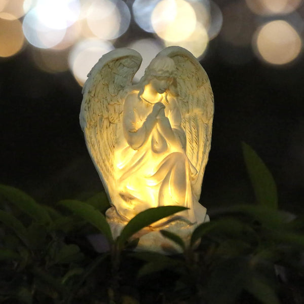 Garden Solar Light Outdoor Decor, Resin Angel Solar LED Light with Stake for Lawn Passage Walkway