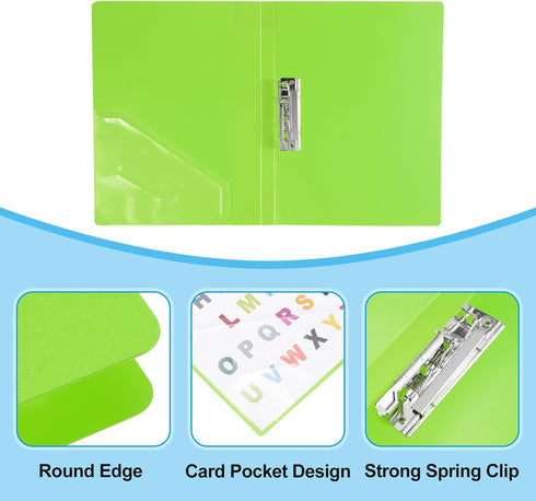 PATIKIL 9.3x12.2" Punchless Binder Clamp, 2 Pcs Plastic Clip Binder Without Rings for A4 Size Paper, Green