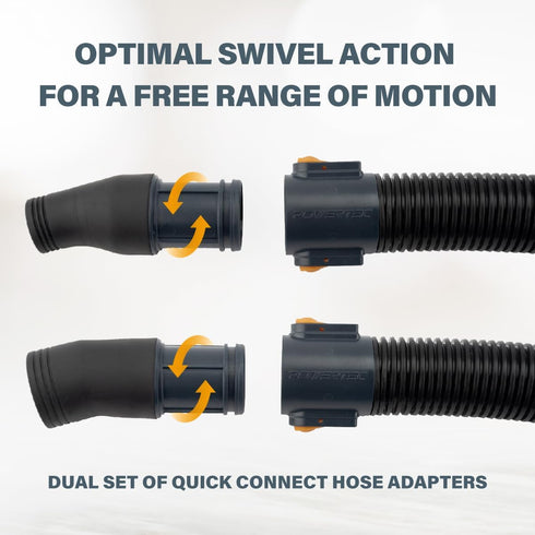 10 2 POWERTEC Power Tool Hose Kit with Vacuum Hose, Quick Change Adapters & Threaded Coupler Dust Collector Hose Kit