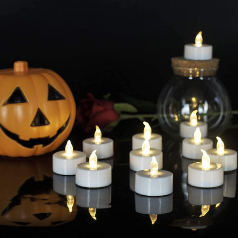 Battery Operated Flameless Tea Lights, LED Flickering Electric Votive Candle 24 Pack for Seasonal Celebrations and