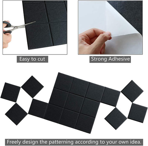 Large Cork Board Felt Board Tiles for Walls with 30 Push Pins, 11.8"x11.8" Pack of 6 Notice Boards
