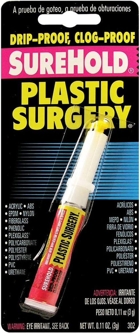 Plastic Surgery Glue - Liquid Bonder for PVC, Wood, Metal & Mirror, 3 Gram, Pack of 6